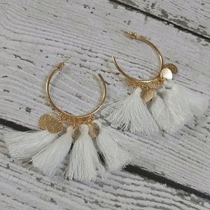 Swanky Coconut Jewelry - Trendy Hoop Tassel Earrings Swanky Coconut Jewelry - Trendy Hoop Tassel Earrings